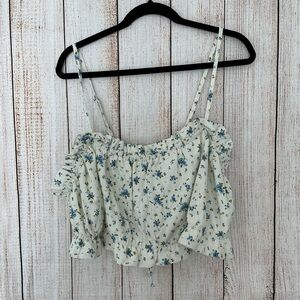 Wild Fable Cream and Blue Floral Blouse